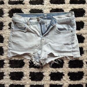 7 For All Mankind Light Blue Distressed Denim Shorts